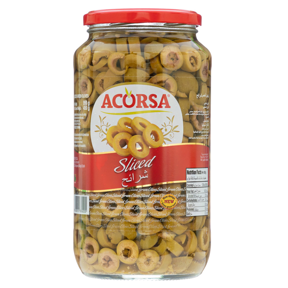 زيتون اكورسا اخضر شرائح 950ج